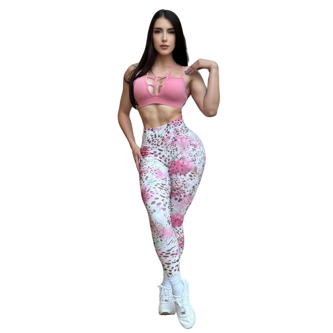 Top para Mujer Fitness: Efecto Alto Impacto, Ajuste Perfecto, Textil Liso Transpirable, Color Palo de Rosa | Adriana Olimpo