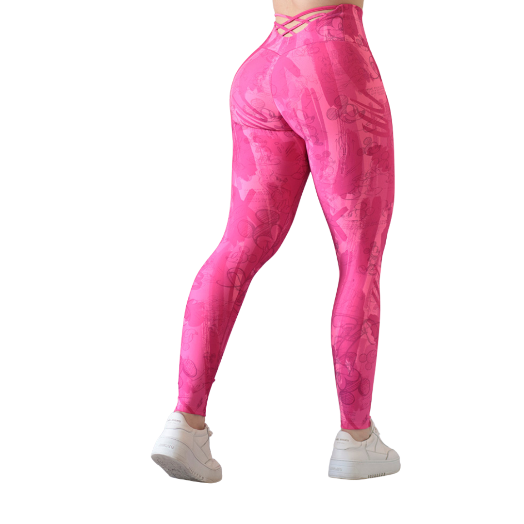 LEGGIN ELITE: EFECTO PUSH UP, TEXTIL LISO | FUCSIA MICKE MOUSE