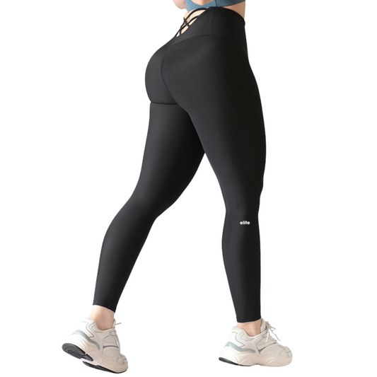 Leggings Deportivos para Mujer Fitness: Efecto Push Up, Cintura Alta, Textil Lycra Transpirable con Acabado Liso, Color Negro | Adriana Olimpo