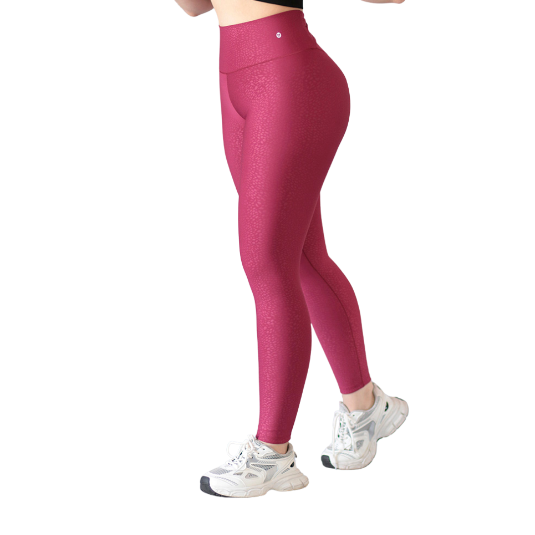 Leggings Deportivos para Mujer Fitness: Efecto Push Up, Cintura Alta, Textil Lycra Transpirable Texturizado con Relieves Reptil, Color Tinta | Adriana Olimpo