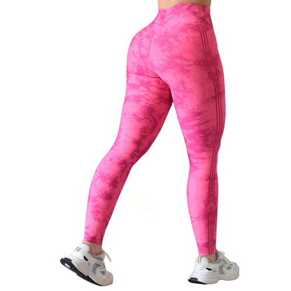 Leggings Deportivos para Mujer Fitness: Efecto Básico, Cintura Alta, Textil Lycra Transpirable con Acabado Liso tie, Color Pink | Adriana Olimpo