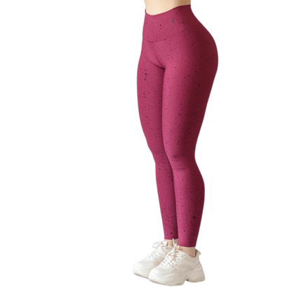 Leggings Deportivos para Mujer Fitness: Efecto Push Up, Cintura Alta, Textil Lycra Transpirable con Acabado Liso Splash, Tinto | Adriana Olimpo