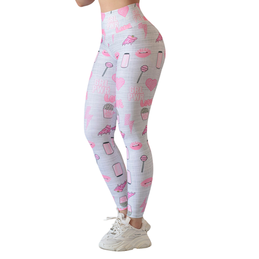 Leggings Deportivos para Mujer Fitness: Efecto Push Up, Cintura Alta, Textil LycraTranspirable con Acabado Liso Candy, Rosa Chicle | Adriana Olimpo