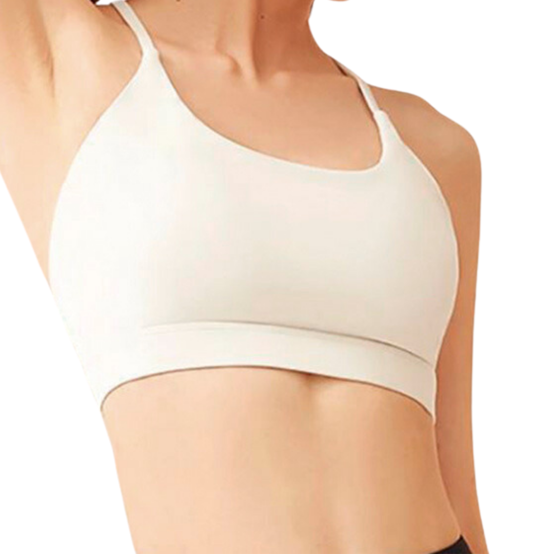 Top para Mujer Fitness: Efecto Alto Impacto, Textil Liso, Transpirable, Blanco | Adriana Olimpo