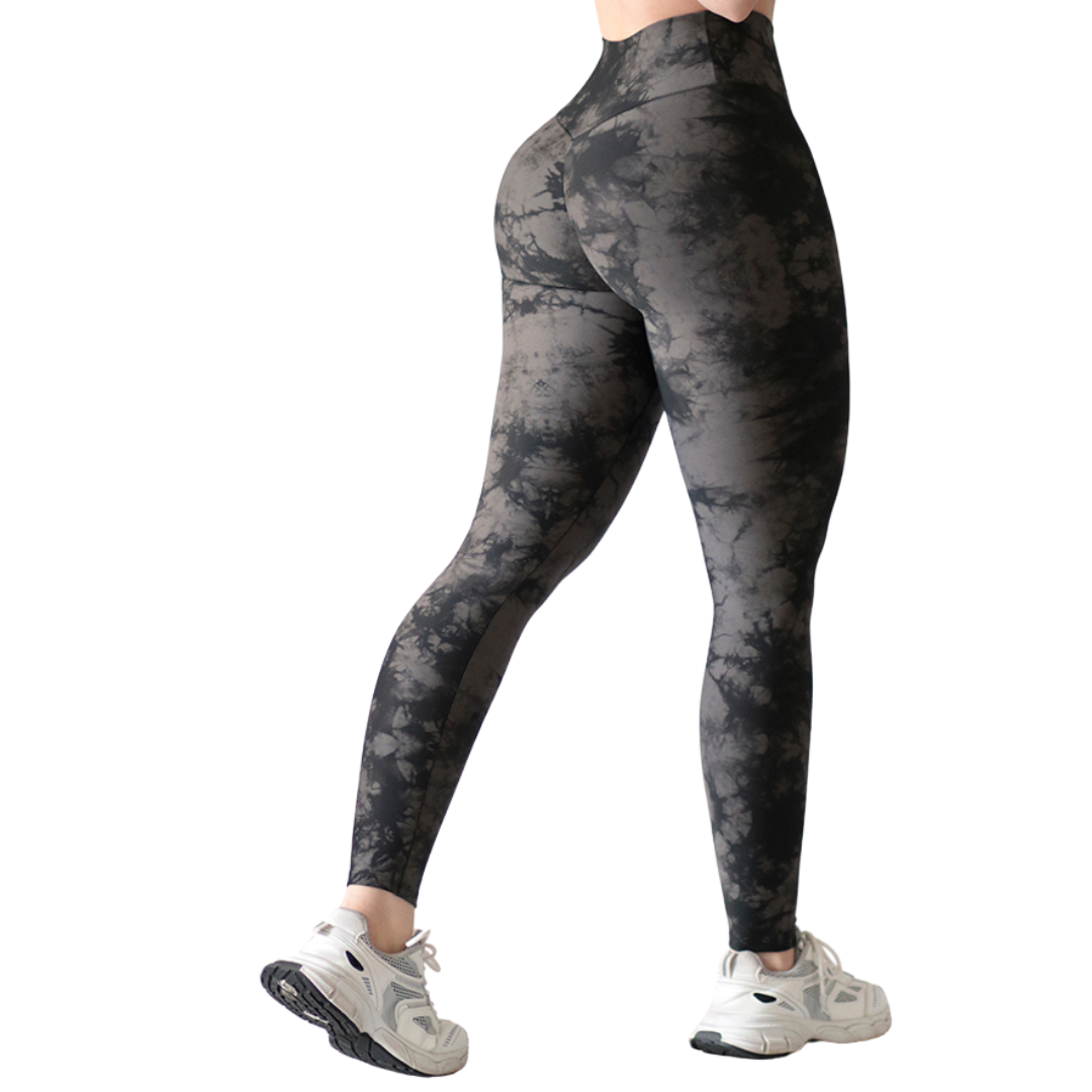 Leggings Deportivos para Mujer Fitness: Efecto Push Up, Cintura Alta, Textil Lycra Transpirable con Acabado Liso Tye, Color Gris | Adriana Olimpo