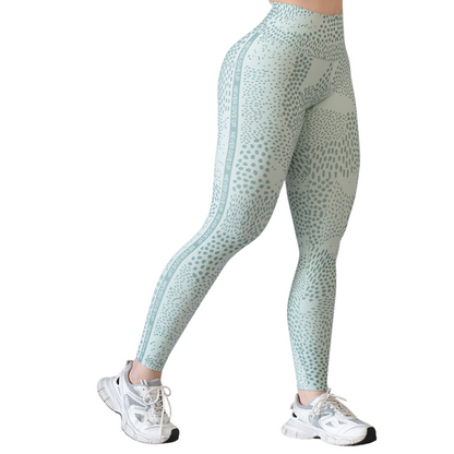 Leggings Deportivos para Mujer Fitness: Efecto Básico, Cintura Alta, Textil Lycra Transpirable con Acabado Liso, Color Verde Menta | Adriana Olimpo