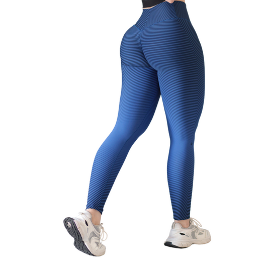 Leggings Deportivos para Mujer Fitness: Efecto Push Up, Cintura Alta, Textil Lycra Transpirable con Acabado Liso, Color Azul Real Degradado| Adriana Olimpo