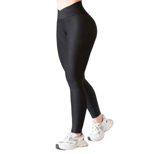 Leggings Deportivos para Mujer Fitness: Efecto Push Up, Cintura Alta, Textil Lycra Transpirable con Acabado Liso, Color Negro | Adriana Olimpo