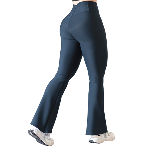 Leggings Deportivos para Mujer Fitness: Efecto Básico, Cintura Alta, Textil Lycra Transpirable con Acabado Liso, Color Azul Poeta| Adriana Olimpo