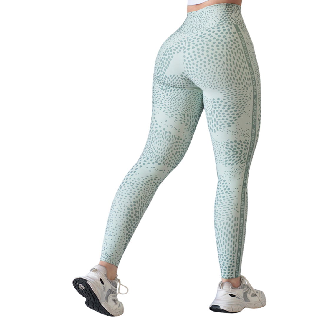 Leggings Deportivos para Mujer Fitness: Efecto Básico, Cintura Alta, Textil Lycra Transpirable con Acabado Liso, Color Verde Menta | Adriana Olimpo