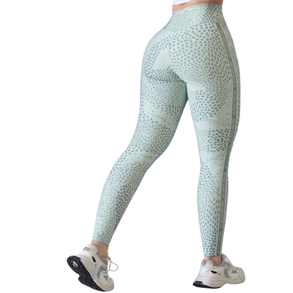 Leggings Deportivos para Mujer Fitness: Efecto Básico, Cintura Alta, Textil Lycra Transpirable con Acabado Liso, Color Verde Menta | Adriana Olimpo