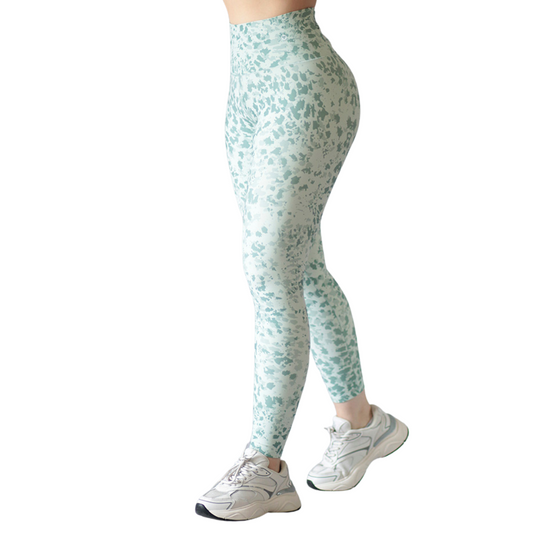 Leggings Deportivos para Mujer Fitness: Efecto Básico, Cintura Alta, Textil Lycra Transpirable con Acabado Liso Manchas, Verde Aqua  | Adriana Olimpo