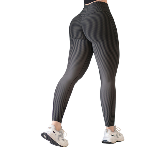 Leggings Deportivos para Mujer Fitness: Efecto Push Up, Cintura Alta, Textil Lycra Transpirable con Acabado Liso, Color Gris Degradado| Adriana Olimpo