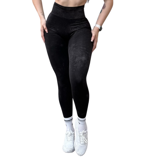 Leggings Deportivos para Mujer Fitness: Seamless Efecto Push Up, Cintura Alta, Textil Tejido Liso Suave Transpirable , Color Negro Moteado | Adriana Olimpo