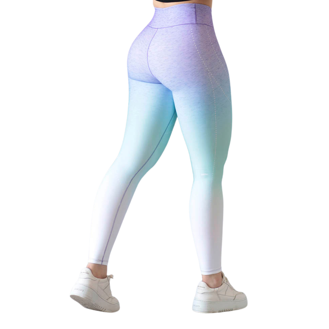 Leggings Deportivos para Mujer Fitness: Efecto Básico, Cintura Alta, Textil Lycra Transpirable con Acabado Liso Degradado, Tricolor | Adriana Olimpo