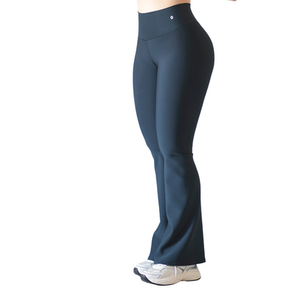 Leggings Deportivos para Mujer Fitness: Efecto Push Up, Cintura Alta, Textil Lycra Transpirable con Acabado Liso, Color Azul Poeta| Adriana Olimpo