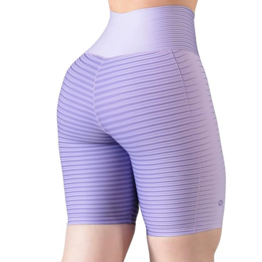 Short Biker Deportivos para Mujer Fitness: Efecto Básico, Cintura Alta, Textil Lycra Transpirable con Acabado Liso, Color Lila | Adriana Olimpo