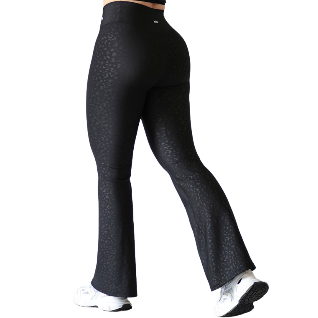 Leggings Deportivos para Mujer Fitness: Efecto Básico, Cintura Alta, Textil Lycra Transpirable Texturizado con Relieves, Color Negro | Adriana Olimpo