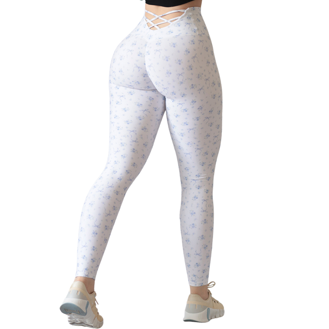 LEGGIN ELITE: EFECTO PUSH UP, TEXTIL LISO TIRAS | BLANCO MOÑO