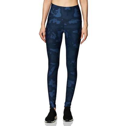 Leggings Deportivos para Mujer Fitness: Efecto Básico, Cintura Alta, Con Bolsillos Laterales, Textil Lycra Transpirable con Acabado Liso Camu, Color Azul | Adriana Olimpo