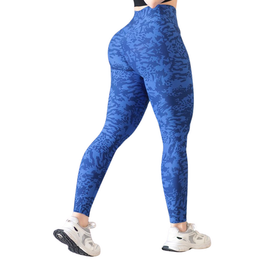 Leggings Deportivos para Mujer Fitness: Efecto Push Up, Cintura Alta, Textil Lycra Transpirable con Acabado Liso Prepol, Color Azul Rey | Adriana Olimpo