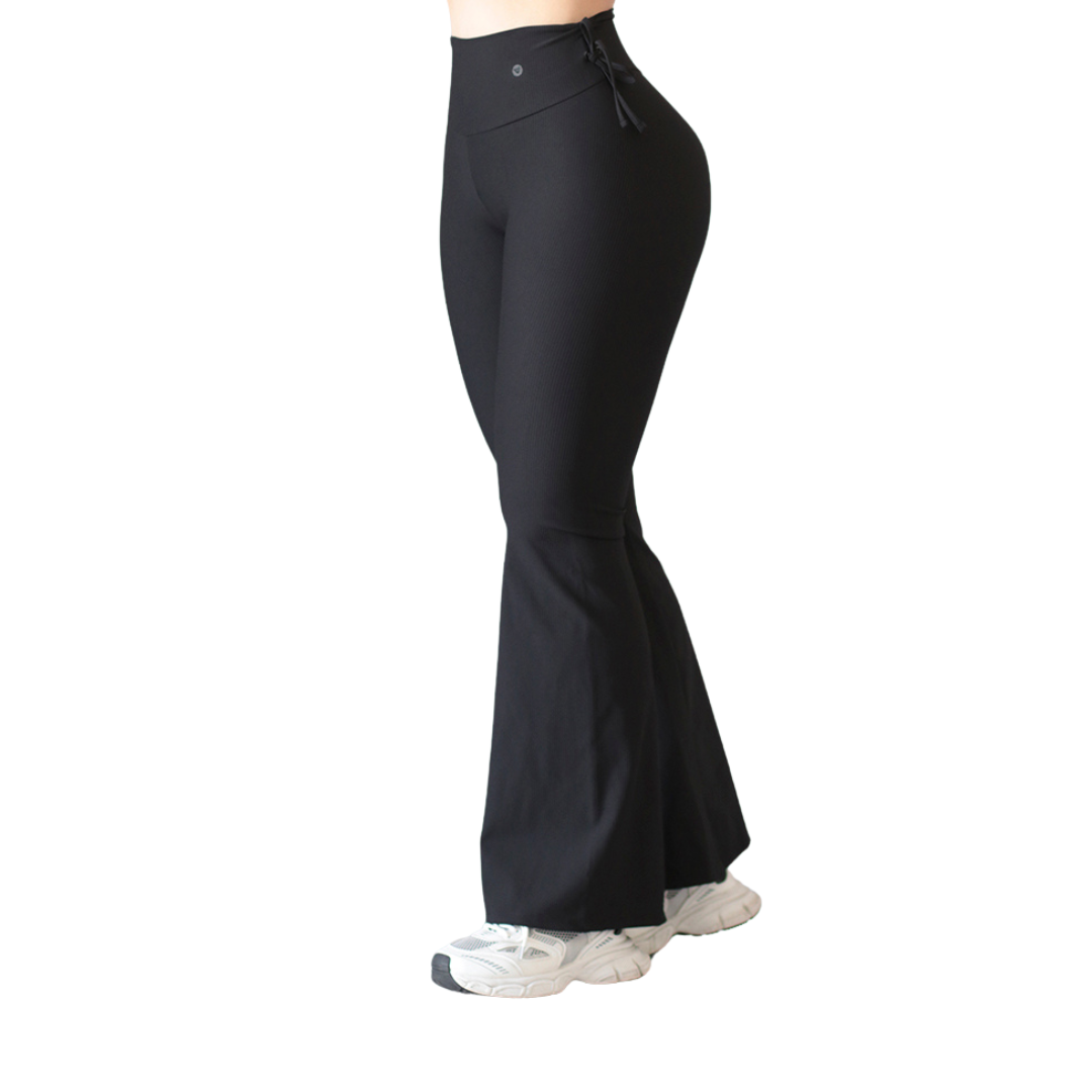 Leggings Deportivos para Mujer Fitness:  Campana, Efecto Push Up, Cintura Alta, Textil Lycra Transpirable con Acabado Liso, Color Negro | Adriana Olimpo