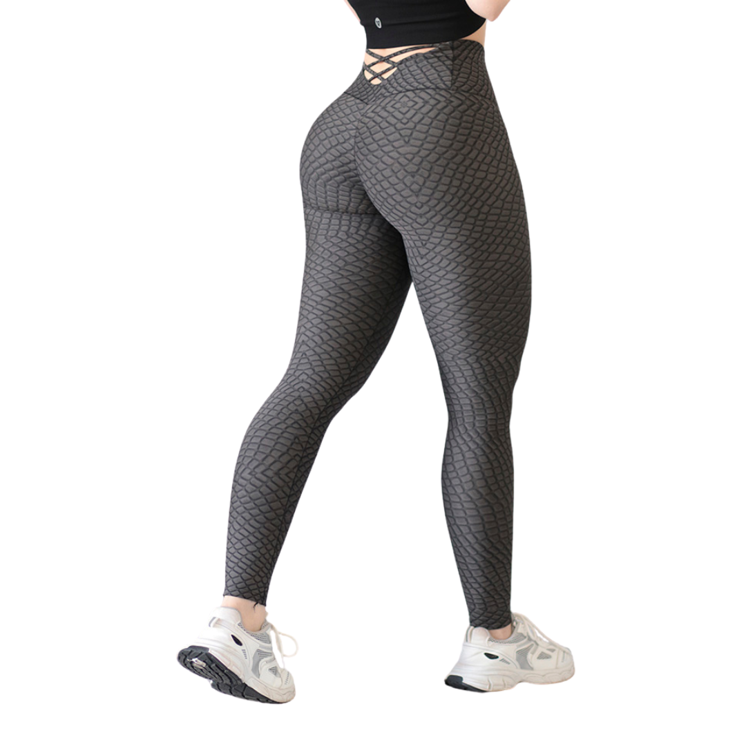 Leggings Deportivos para Mujer Fitness: Efecto Push Up, Cintura Alta, Textil Lycra Transpirable con Acabado Liso, Color Gris Profundo | Adriana Olimpo