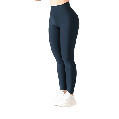 Leggings Deportivos para Mujer Fitness: Efecto Push Up, Cintura Alta, Textil Lycra Transpirable con Acabado Liso, Color Azul Marino | Adriana Olimpo