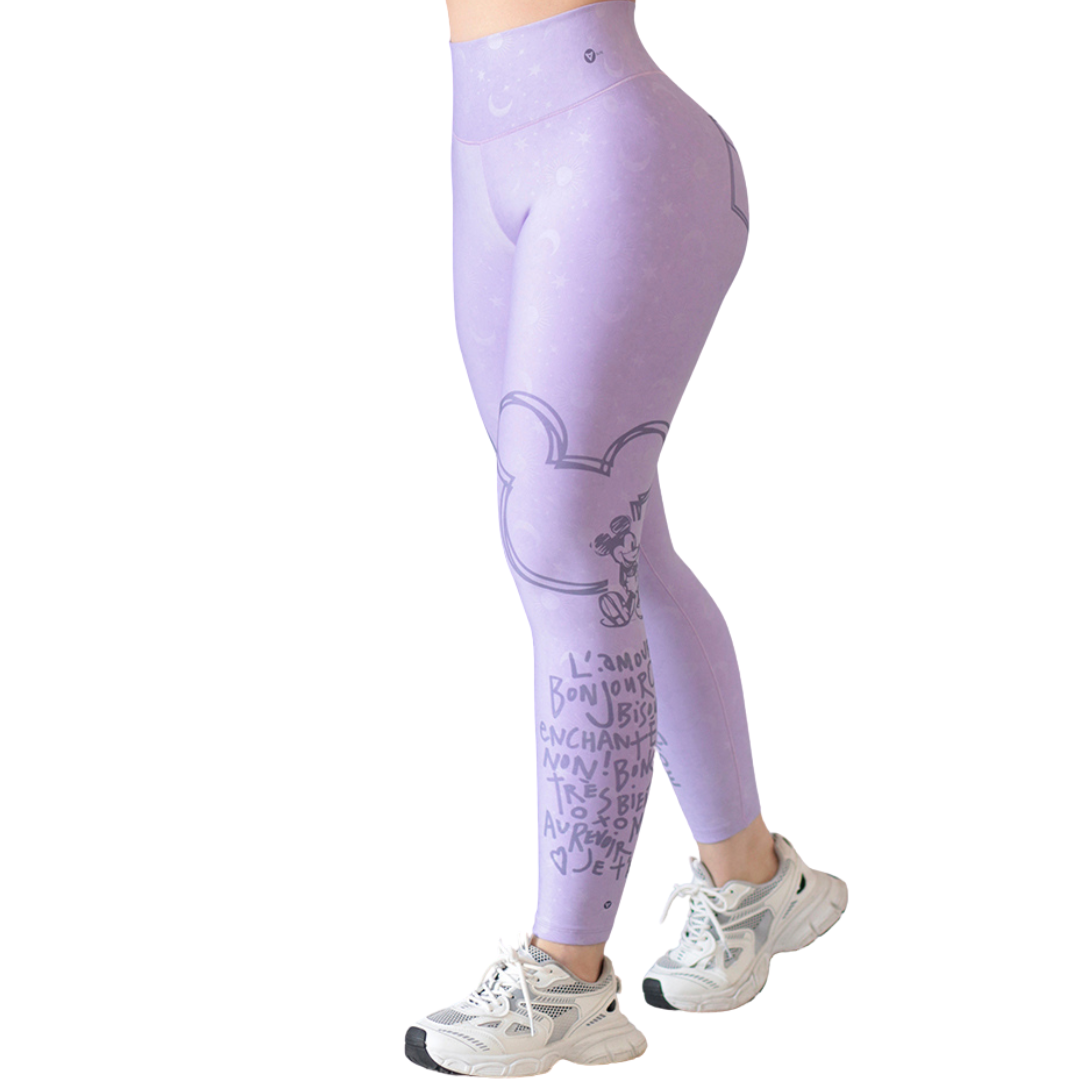 Leggings Deportivos para Mujer Fitness: Efecto Básico, Cintura Alta, Textil Lycra Transpirable con Acabado Liso Mikey, Color Lila | Adriana Olimpo