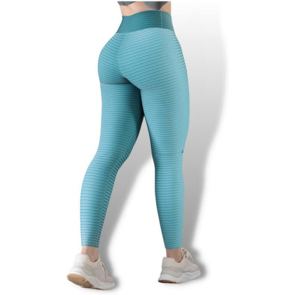 Leggings Deportivos para Mujer Fitness: Efecto Básico, Cintura Alta, Textil Lycra Transpirable con Acabado Liso, Azul lineas | Adriana Olimpo