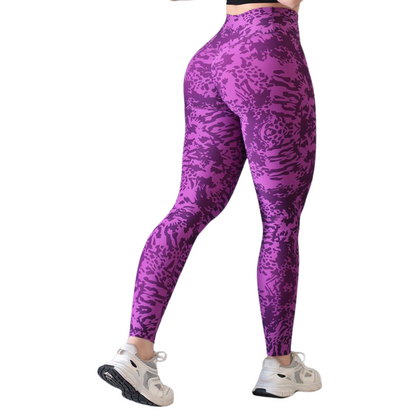 Leggings Deportivos para Mujer Fitness: Efecto Push Up, Cintura Alta, Textil Lycra Transpirable con Acabado Liso Prepol, Color Morado | Adriana Olimpo