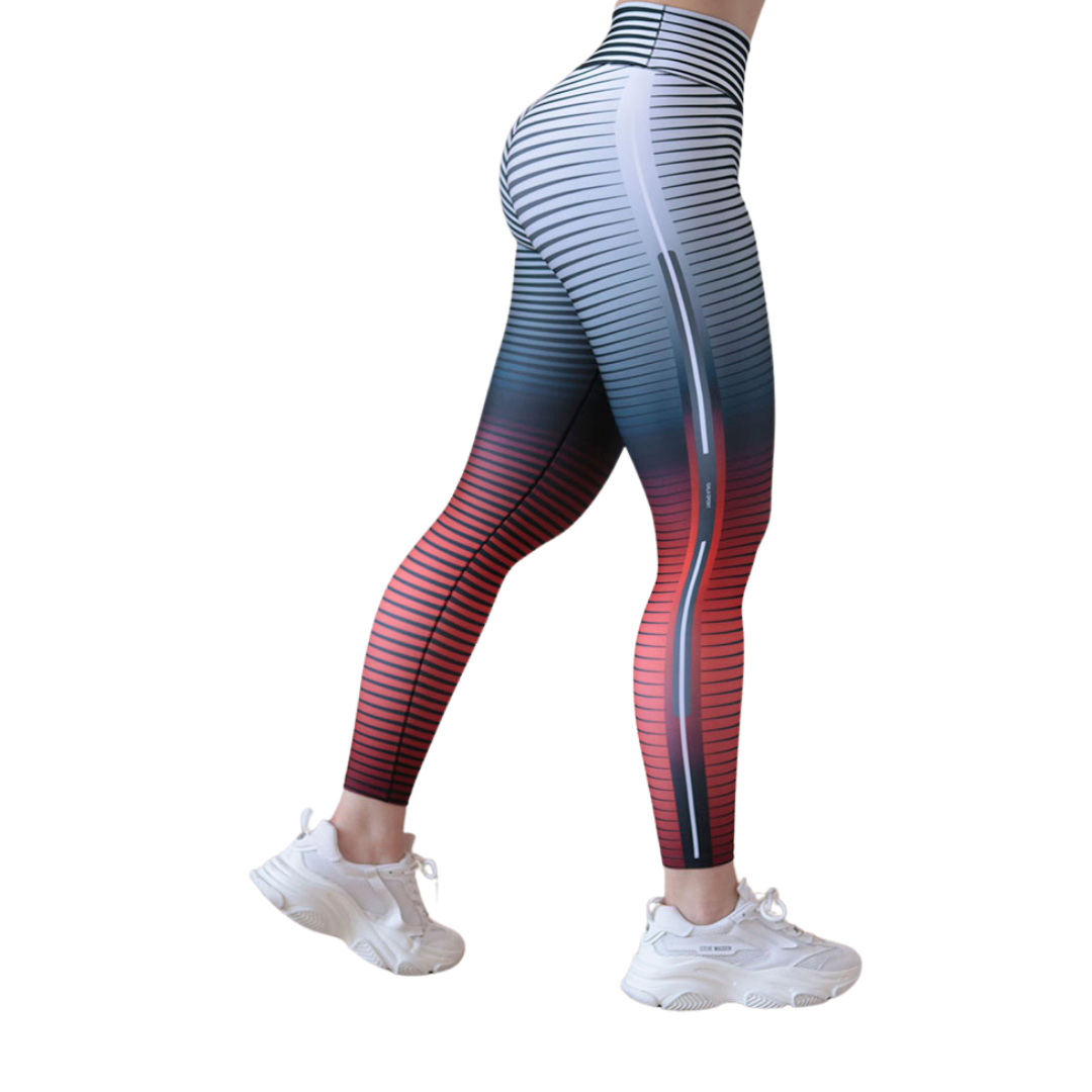 Leggings Deportivos para Mujer Fitness: Efecto Básico, Cintura Alta, Textil Lycra Transpirable con Acabado Liso, Lineas Bicolor | Adriana Olimpo