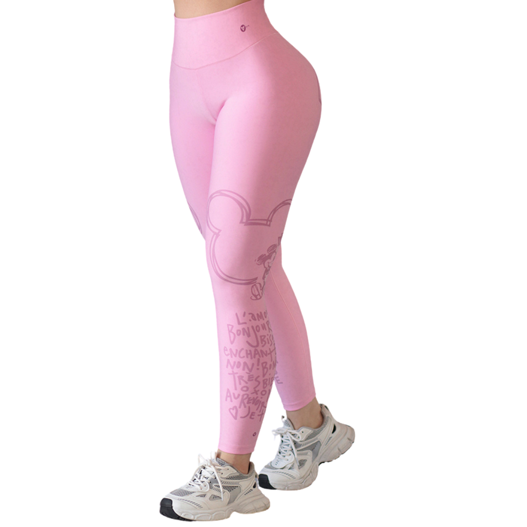 Leggings Deportivos para Mujer Fitness: Efecto Básico, Cintura Alta, Textil Lycra Transpirable con Acabado Liso Mikey, Color Rosita | Adriana Olimpo