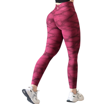 Leggings Deportivos para Mujer Fitness: Efecto Push Up, Cintura Alta, Textil Lycra Transpirable con Acabado Liso, Color Rojizo| Adriana Olimpo