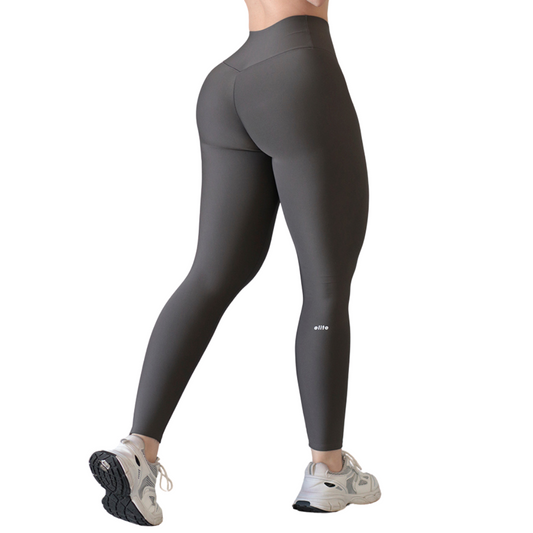 Leggings Deportivos para Mujer Fitness: Efecto Push Up, Cintura Alta, Textil Lycra Transpirable con Acabado Liso, Color Gris Profundo | Adriana Olimpo