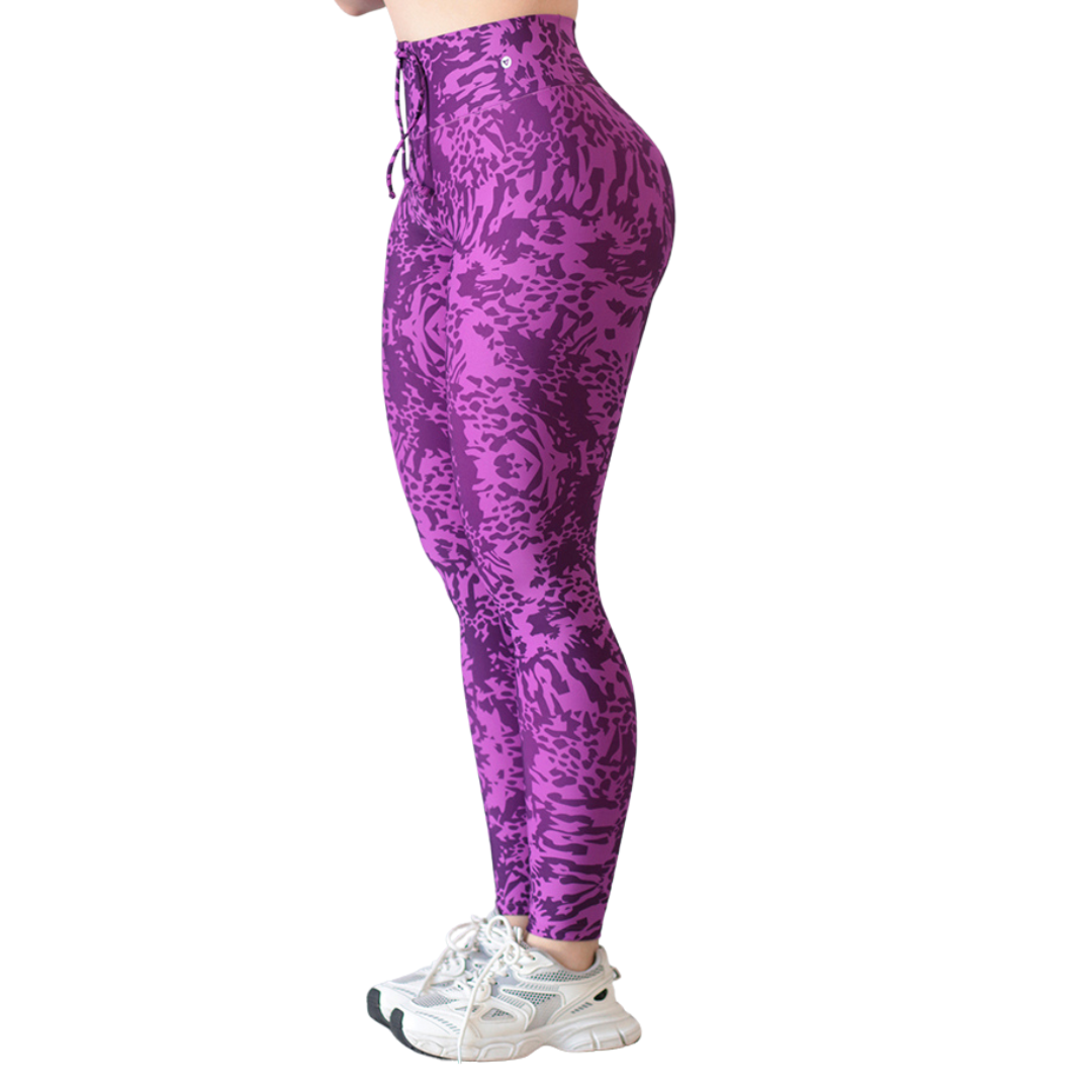 Leggings Deportivos para Mujer Fitness: Efecto Push Up, Cintura Alta, Textil Lycra Transpirable con Acabado Liso Prepol, Color Morado | Adriana Olimpo