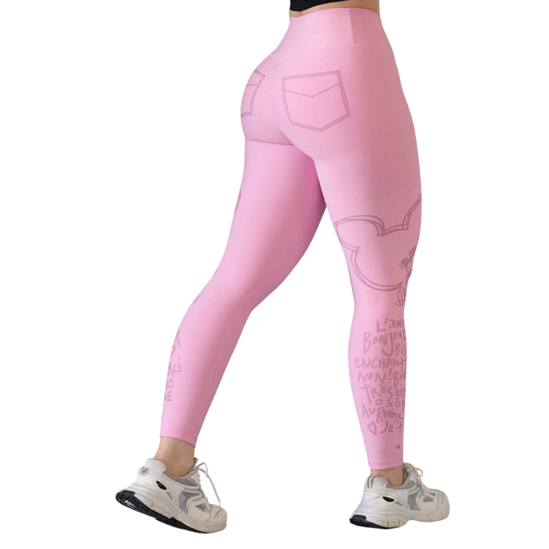 Leggings Deportivos para Mujer Fitness: Efecto Básico, Cintura Alta, Textil Lycra Transpirable con Acabado Liso Mikey, Color Rosita | Adriana Olimpo