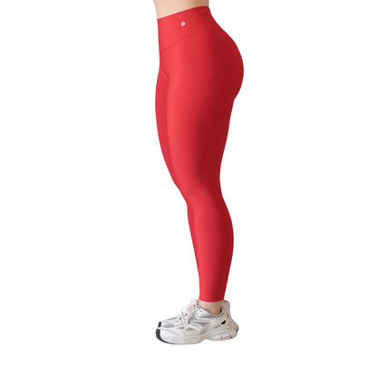 Leggings Deportivos para Mujer Fitness: Efecto Push Up, Cintura Alta, Textil Lycra Transpirable con Acabado Liso, Color Rojo Vibrante| Adriana Olimpo