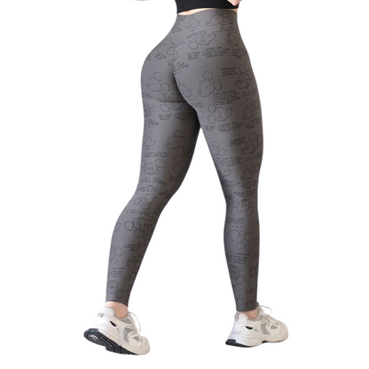 Leggings Deportivos para Mujer Fitness: Efecto Push Up, Cintura Alta, Textil Lycra Transpirable con Acabado Liso Mikey, Color Gris | Adriana Olimpo