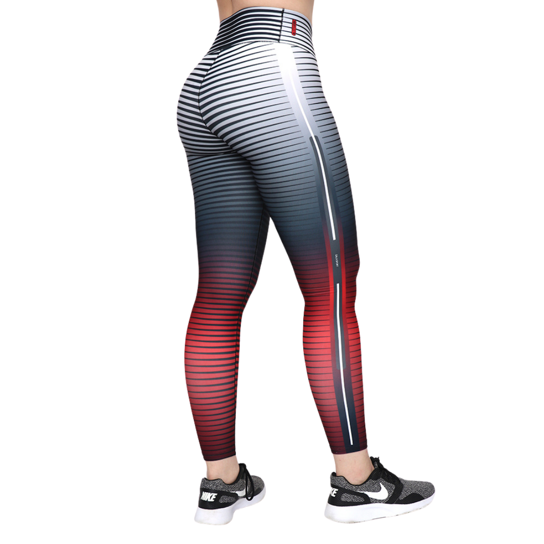 Leggings Deportivos para Mujer Fitness: Efecto Básico, Cintura Alta, Textil Lycra Transpirable con Acabado Liso, Lineas Bicolor | Adriana Olimpo