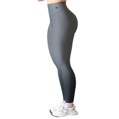 Leggings Deportivos para Mujer Fitness:  Efecto Básico, Cintura Alta, Textil Lycra Transpirable con Relieves de Mini Ball, Color Gris Degradado | Adriana Olimpo