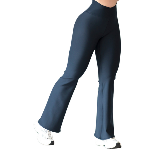 Leggings Deportivos para Mujer Fitness: Efecto Básico, Cintura Alta, Textil Lycra Transpirable con Acabado Liso, Color Azul Poeta | Adriana Olimpo