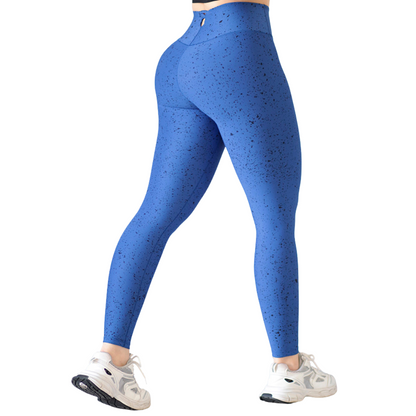 Leggings Deportivos para Mujer Fitness: Efecto Básico, Cintura Alta, Textil Lycra Transpirable con Acabado Liso Manchitas, Color Azul Rey | Adriana Olimpo