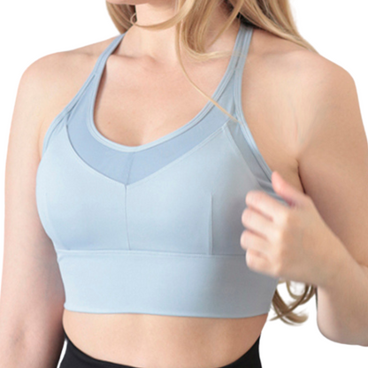 Top para Mujer Fitness: Efecto Alto Impacto, Ajuste Perfecto, Textil Liso Transpirable, Color  Azul | Adriana Olimpo