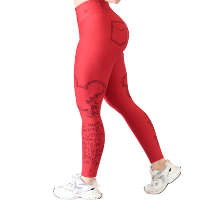 Leggings Deportivos para Mujer Fitness: Efecto Básico, Cintura Alta, Textil Lycra Transpirable con Acabado Liso Mikey, Color Rojo Candy | Adriana Olimpo