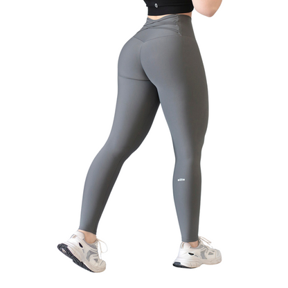 Leggings Deportivos para Mujer Fitness: Efecto Push Up, Cintura Alta, Textil Lycra Transpirable con Acabado Liso, Color Gris Luna | Adriana Olimpo