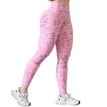 Leggings Deportivos para Mujer Fitness: Efecto Básico, Cintura Alta, Textil Lycra Transpirable con Acabado Liso Mikey, Color Rosa Bebé | Adriana Olimpo