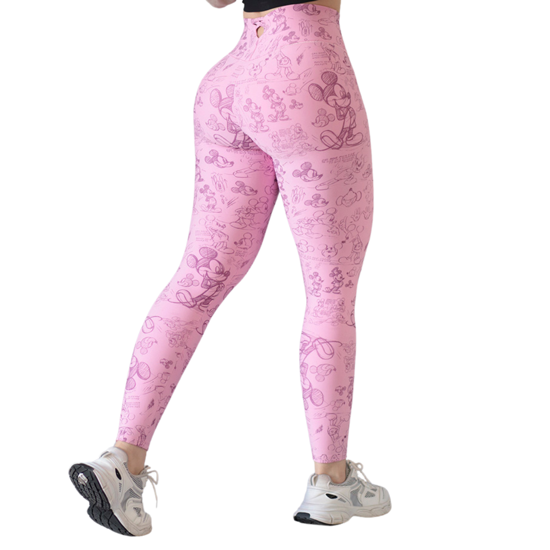 Leggings Deportivos para Mujer Fitness: Efecto Básico, Cintura Alta, Textil Lycra Transpirable con Acabado Liso Mikey, Color Rosa Bebé | Adriana Olimpo