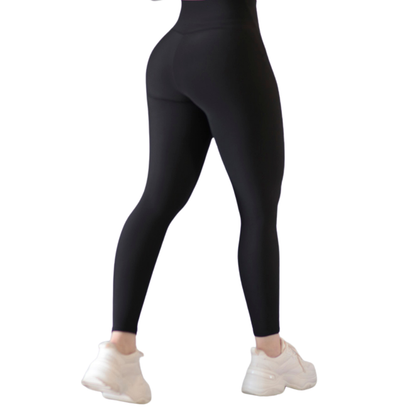 Leggings Deportivos para Mujer Fitness: Efecto Básico, Cintura Alta, Textil Lycra Transpirable con Acabado Liso, Color Black | Adriana Olimpo