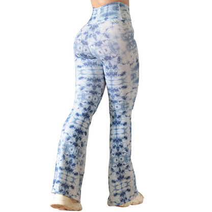 LEGGIN ELITE: CAMPANA EFECTO BÁSICO, TEXTIL LISO LIGERO  | BLANCO - AZUL